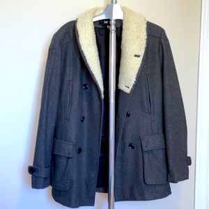 H&M Sheerling Collar Wool Peacoat